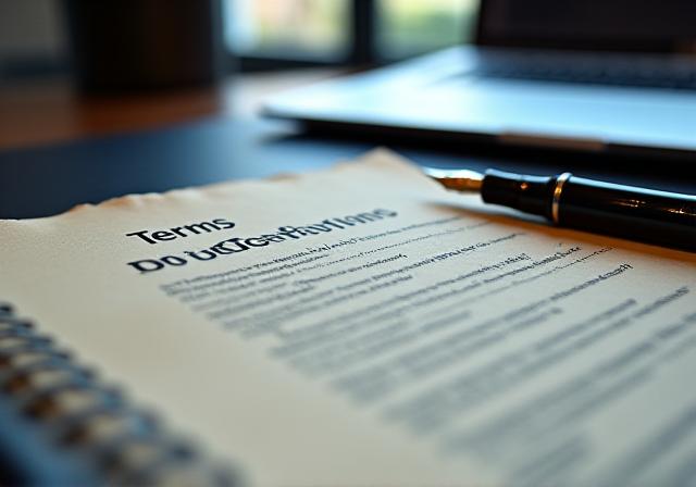 Legal documents on a desk with a laptop